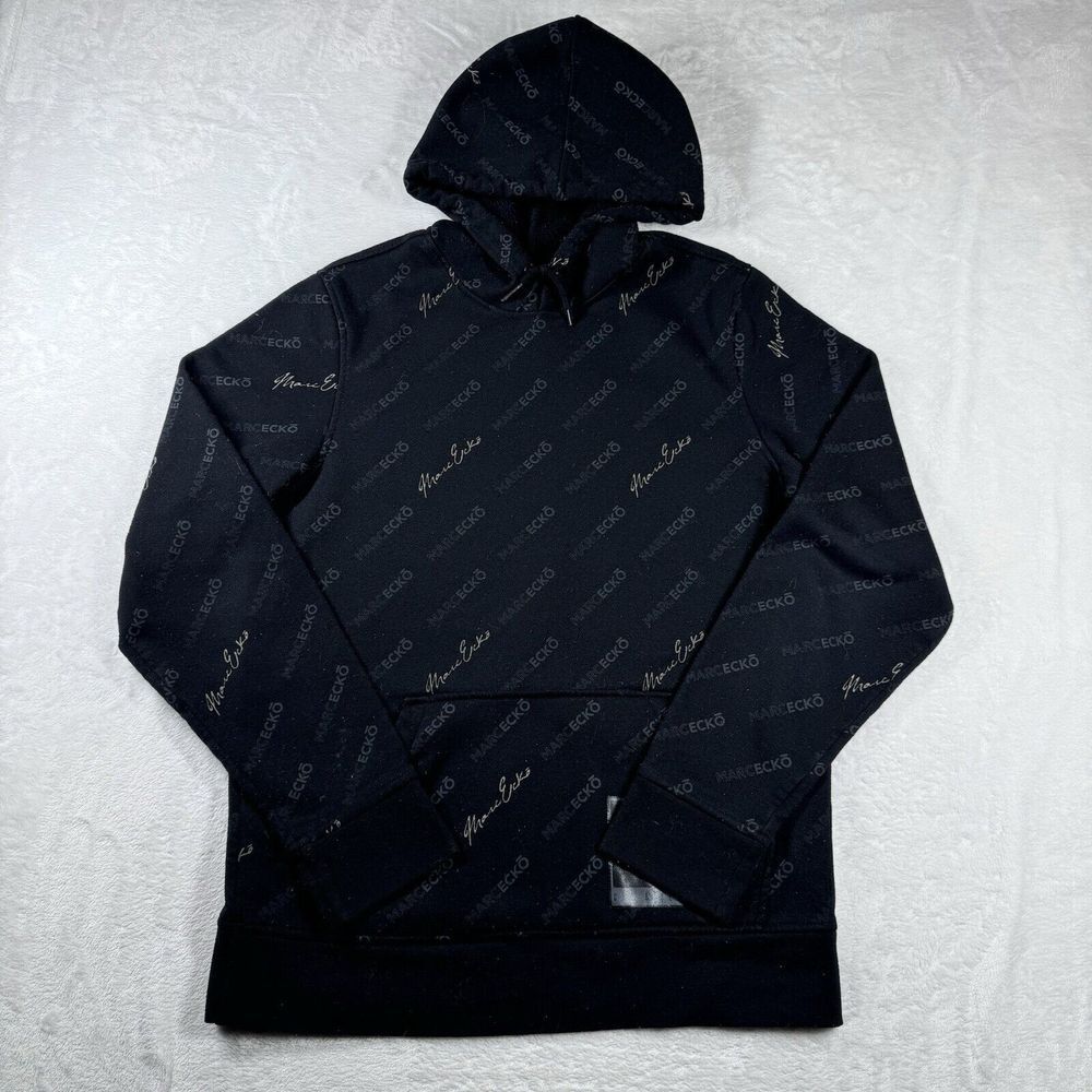 Marc Ecko Cut & Sew Marc Ecko Name Spell out Allover Print Black Hoodie‎ Size M